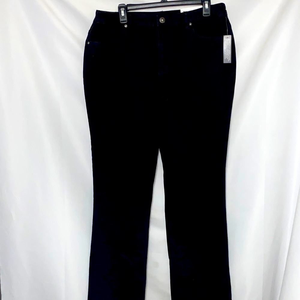 NWT Christopher & Banks‎ Wo SIZE 14 AVG  Black Jeans SILVER-THREADS BEAD DESIGN